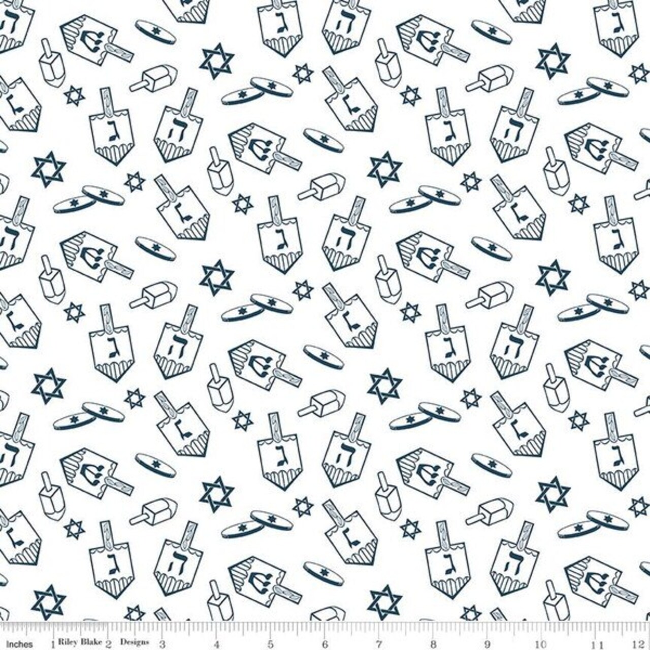 Dreidel in Toss White (c16422-white) | 8 Nights, 8 Lights | Tara Reed | Riley Blake